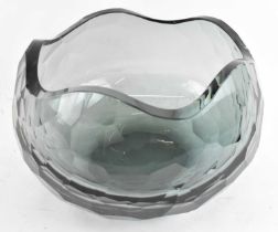 A large blue art glass pimpled bowl, diameter 30cm.