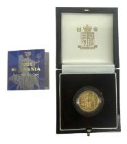 THE ROYAL MINT; a 2001 Britannia gold proof twenty five pound 1/4oz coin, numbered 380, cased.