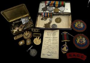 A group of WWI and WWII medals, with matching miniatures, a Justice and Truth Egypt Medal, and a