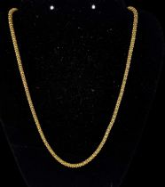 A yellow metal necklace marked '916', length 56cm, approx 22.5g.