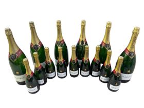 CHAMPAGNE; a group of six empty Bollinger Special Cuvée magnums, 300cl, and eight empty 75cl bottles