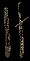 A 9ct yellow gold bracelet with Albert chain clasp, and a 9ct yellow gold padlock clasp bracelet,