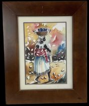 THABO NYELELE; watercolour, 'African Lady', indistinctly signed lower right and dated 2001, 32 x