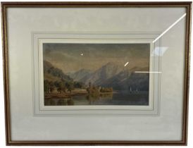 JAMES W FERGUSON; watercolour, shipping scene depicting boats on a lake, signed lower left and dated