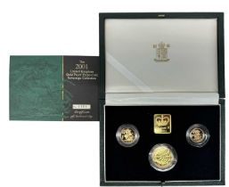 THE ROYAL MINT; the 2001 United Kingdom Gold Proof Three-Coin Sovereign Collection comprising two