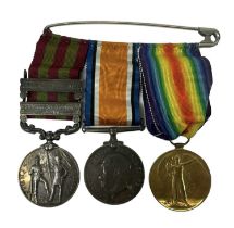 A pair of WWI medals comprising the British War Medal and the Victory Medal and an India 1895