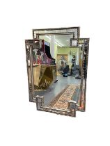 A modern Venetian style rectangular wall mirror, 125 x 90cm.