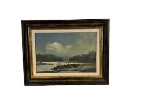 † JOHN BLACKMAN; a 20th century oil on canvas, coastal scene, signed lower right, 29 x 44cm,