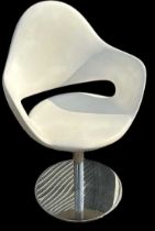 IMS ITALIA; an Italian made modern contemporary white foam swivel chair on chrome base.
