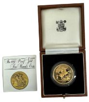 THE ROYAL MINT; a 1981 proof gold five pound coin, cased.