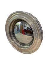 A modern chrome/stainless steel circular porthole mirror, diameter 121cm.