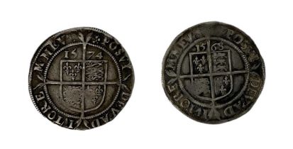 An Elizabeth I sixpence dated 1568 and another dated 1574 (2).
