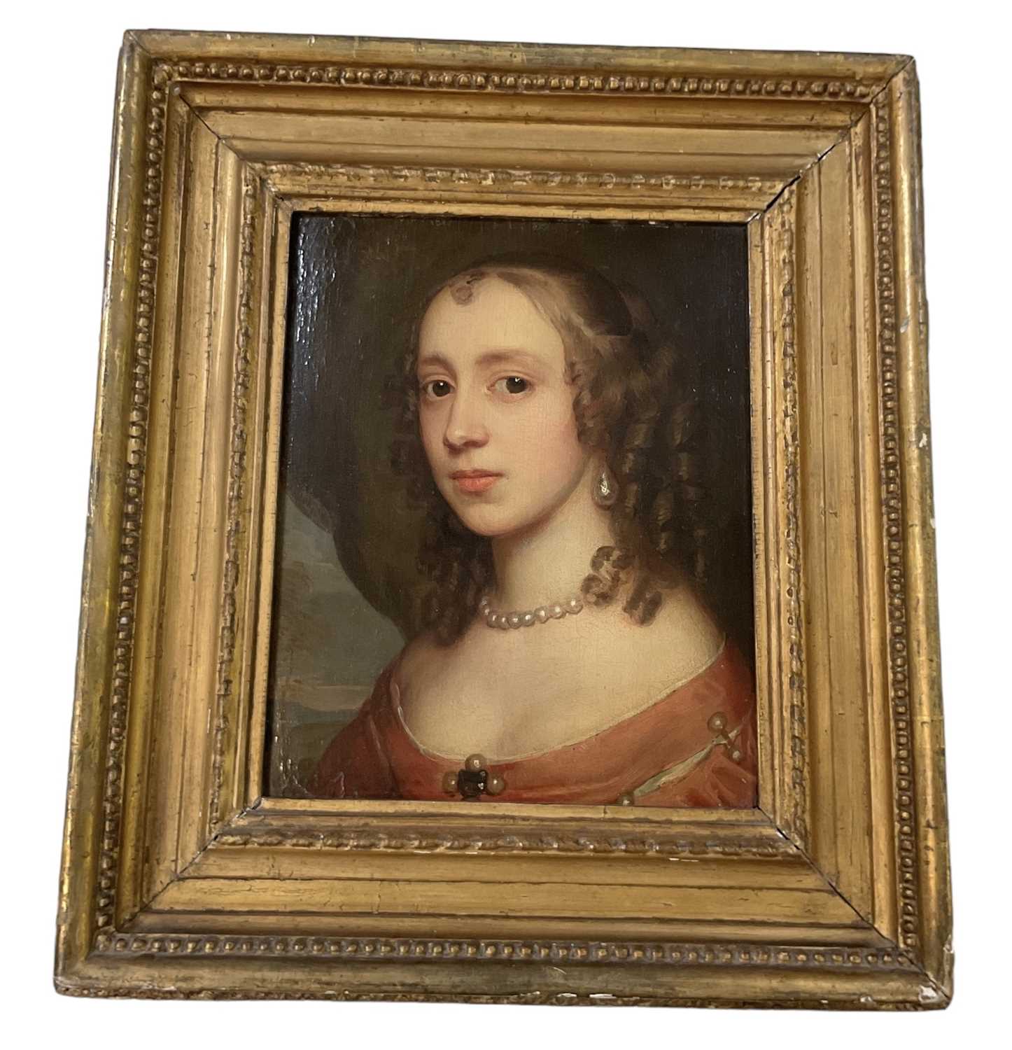 CIRCLE OF ADRIAEN HANNEMAN (The Hague, 1604-1671); oil on board, portrait of a lady, unsigned,