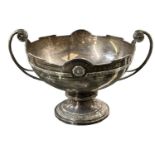 WILMOT MANUFACTURING CO; a George VI hallmarked silver twin handled footed bowl, presented as a