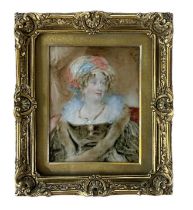 X ATTRIBUTED TO SIR WILLIAM GROSS; 19th century portrait miniature of 'Augusta - Duchess of