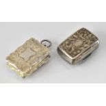 Two small Victorian hallmarked silver vinaigrettes, Birmingham 1840 and 1856, approx 2.5 x 1.5cm,