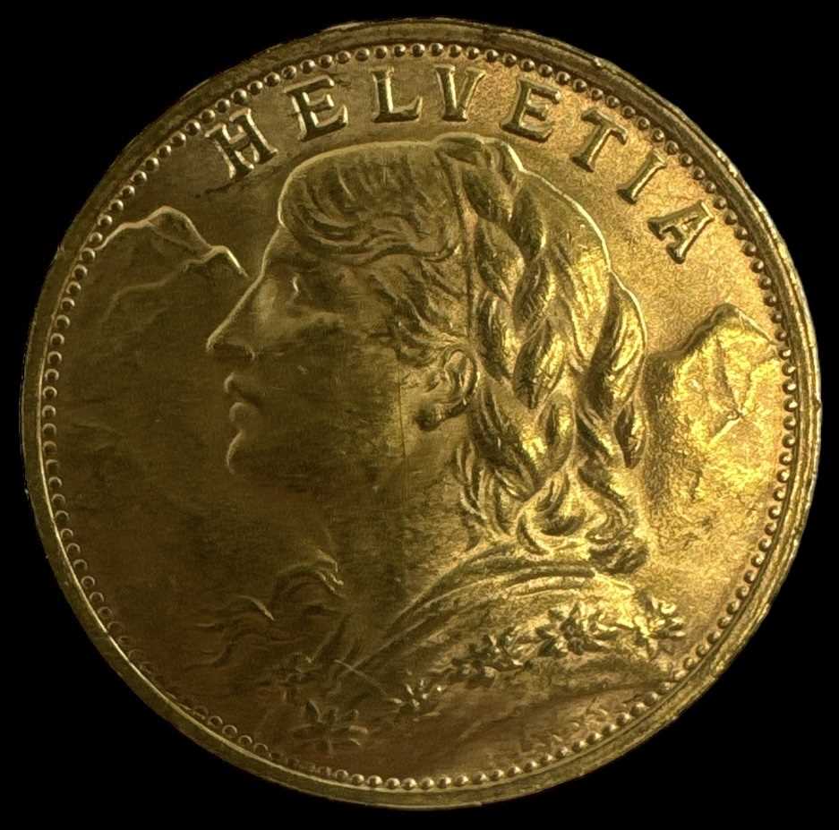 A Swiss 1947 twenty francs gold coin. - Image 2 of 2