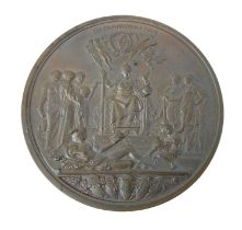 An 1887 Victoria Golden Jubilee bronze commemorative plaque, diameter 7.5cm.