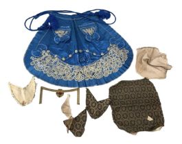 A 19th century blue silk and lace lady's apron and an evening bag (af) (2).