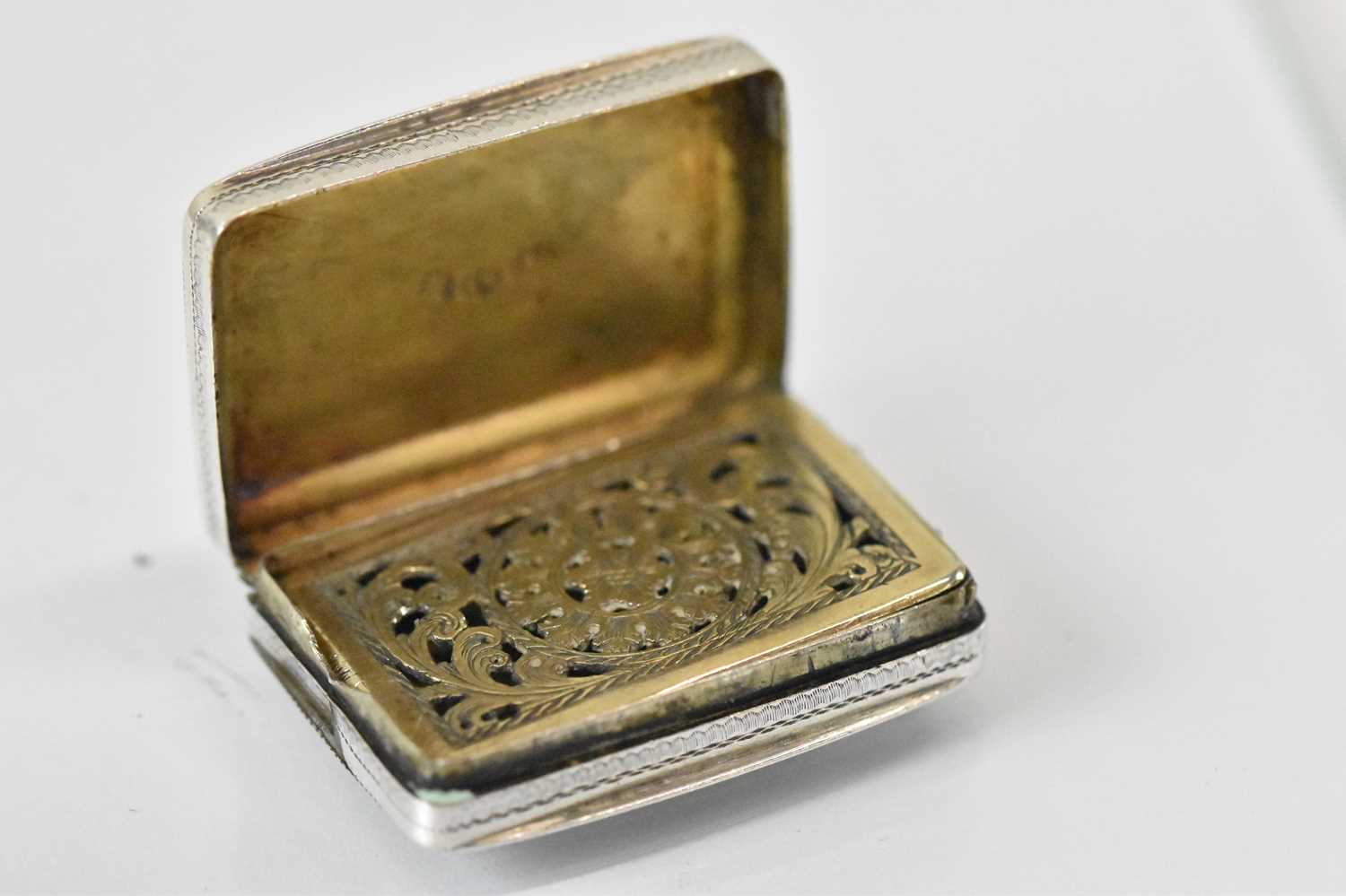 JOSEPH TAYLOR; a George III hallmarked silver vinaigrette with pierced gilt interior, Birmingham - Image 2 of 3