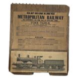 A railway timetable for the opening of the Metropolitan Railway Line on Saturday 10th January