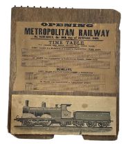 A railway timetable for the opening of the Metropolitan Railway Line on Saturday 10th January