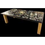 A huge, impressive and highly decorative Indian inlaid hardstone rectangular dining table in the