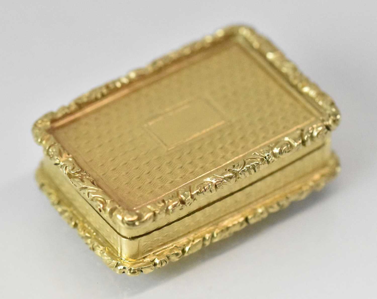 LEDSAM, VALE & WHEELER; a William IV silver gilt vinaigrette with elaborate pierced interior,