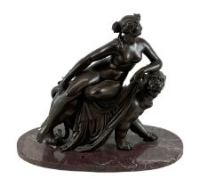 A 19th century bronze figure of 'Ariadne on the Panther', depicting a nude lady on a panther's back,