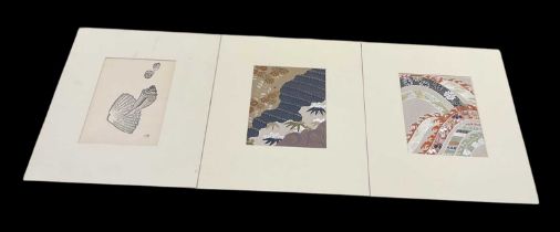 TSUJI KOYO; two Japanese woodblock prints, 21 x 18cm, and another Japanese woodblock print by