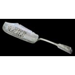 JOSEPH & ALBERT SAVORY; a Victorian hallmarked silver fish server with carved and pierced fish