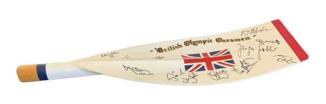 An oar section signed by the British Olympic Oarsmen Team, length 76cm.