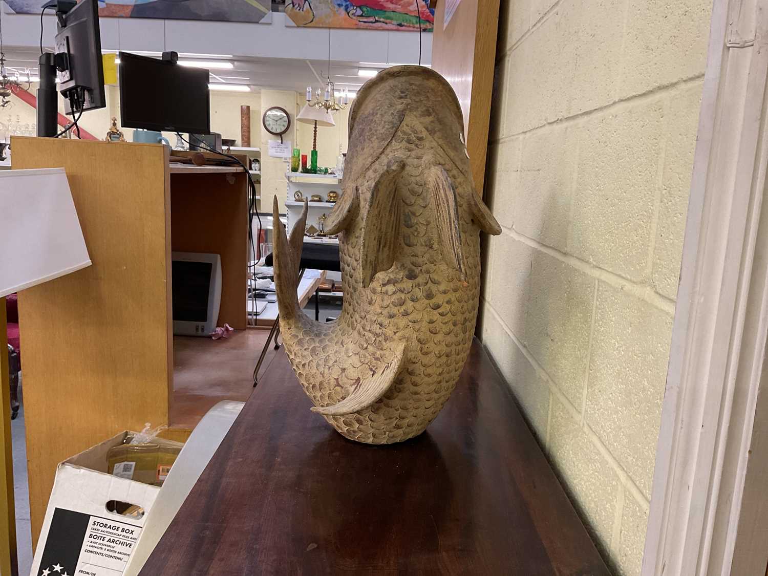 A large stoneware model of a carp, height 65cm. - Image 2 of 3