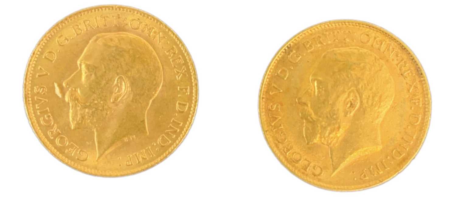 A George V 1914 half sovereign and a George V 1913 half sovereign (2). - Image 2 of 2