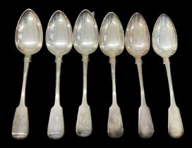 THOMAS DIX; a set of six George III hallmarked silver tablespoons, London 1823, combined approx 14.