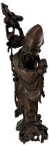 A large Chinese rootwood figure of Shou Lao, height 59cm.