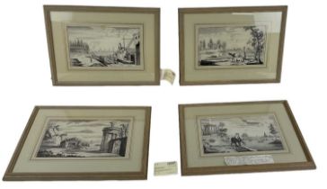 ATTRIBUTED TO GÉRARD DE LA BARTHE (1730-1810); four pen ink and wash studies, landscapes, each