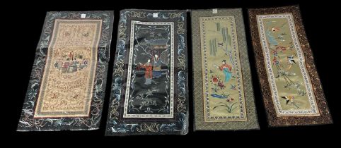 A group of twelve Chinese silk embroideries, the largest 62 x 34cm.