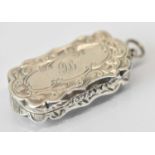 ALFRED TAYLOR; a Victorian hallmarked silver vinaigrette with pierced gilt interior, Birmingham