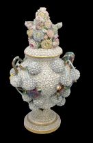 IN THE STYLE OF MEISSEN; a large porcelain 'Schneeballen' vase with cover, decorated with balls,