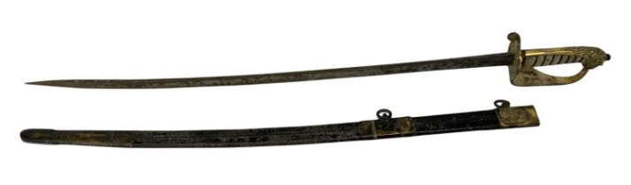 A WWII brass handled officer's dress sword, length 86cm.