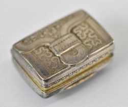 JOHN BETTRIDGE; a small George III hallmarked silver satchel form vinaigrette with gilt interior,