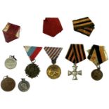 A group of seven Russian medals.