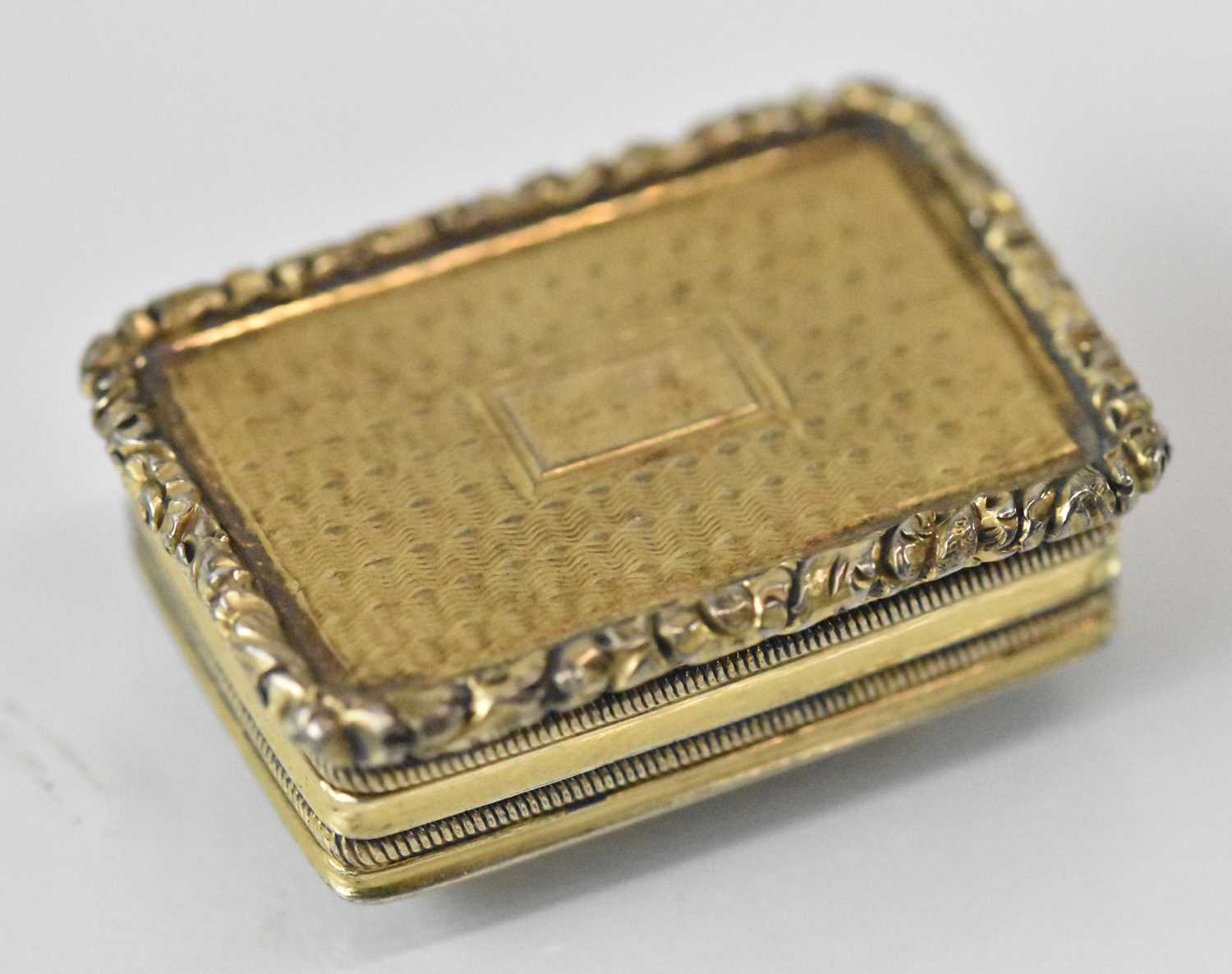 LEDSAM, VALE & WHEELER; a George IV hallmarked silver gilt vinaigrette with pierced interior,