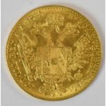 A 1915 Austrian ducat, diameter 2cm, approx 3.5g.