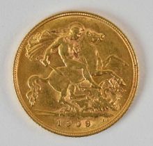 An Edward VII 1909 half sovereign.