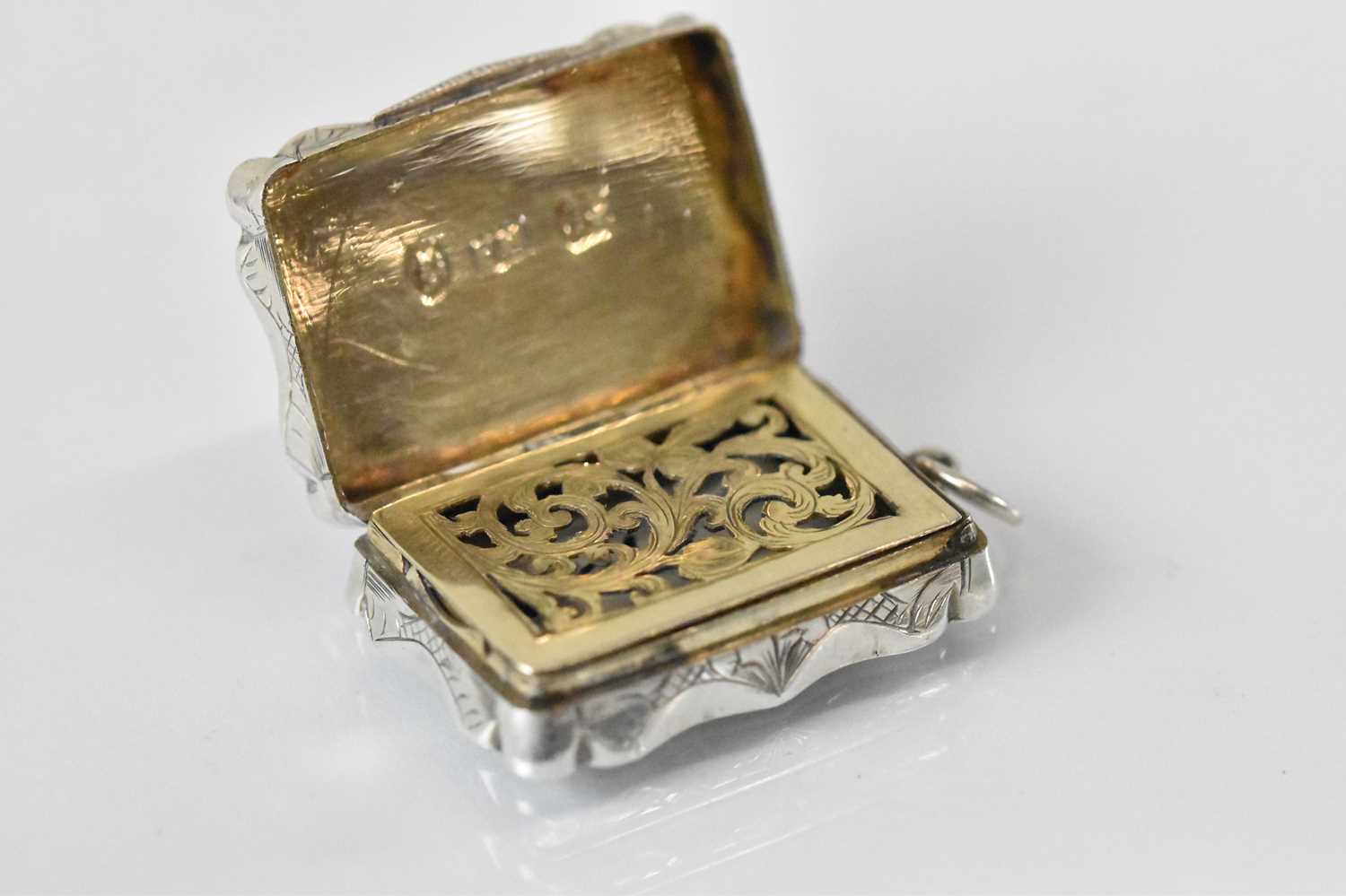 FREDERICK MARSON; a Victorian hallmarked silver vinaigrette engraved 'Edith' and with pierced - Image 2 of 3