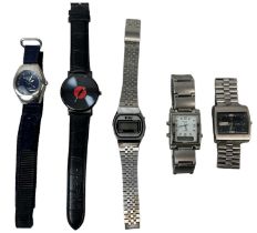 A group of five gentleman's wristwatches including Philip Persio, Favre-Leuba, etc.