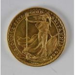 An Elizabeth II 1987 1/2 oz fine gold Britannia fifty pound coin, diameter 2.5cm, approx 16.8g.