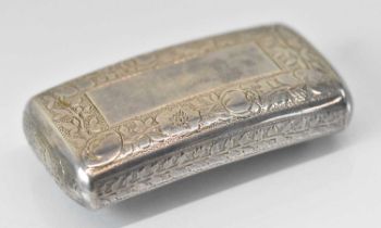 THOMAS BARTLEET; a George III hallmarked silver curved snuff box with engraved decoration 'Bessie'
